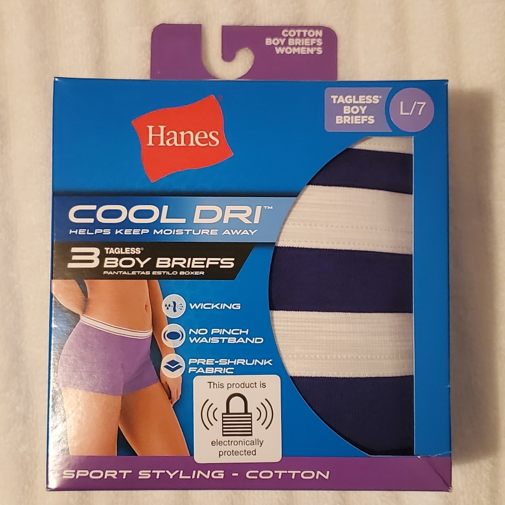 Hanes Women's Tagless Boy Brief Panties Size 7/L